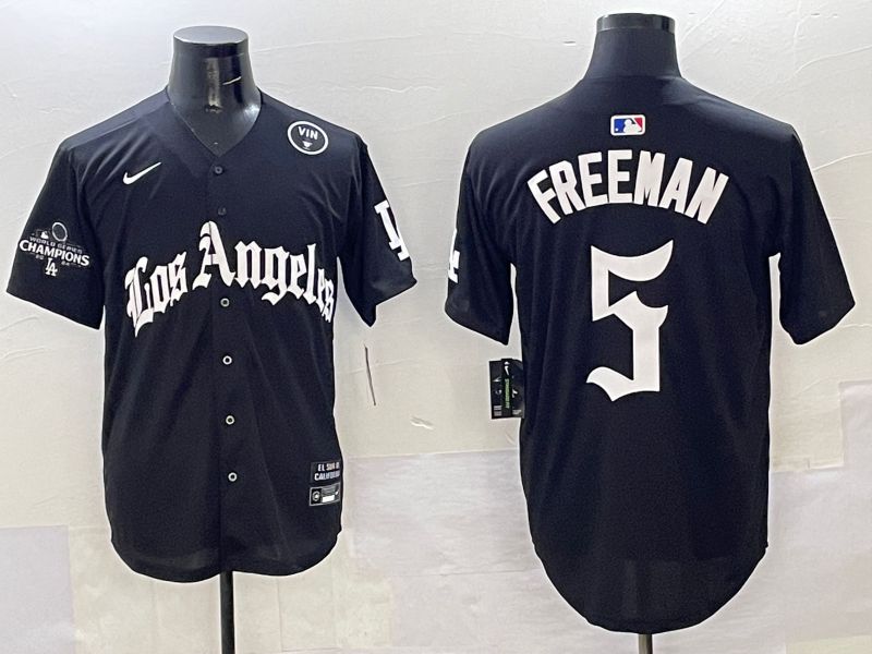 Men Los Angeles Dodgers #5 Freeman Black Five generations Joint Name 2025 Nike MLB Jersey style 40